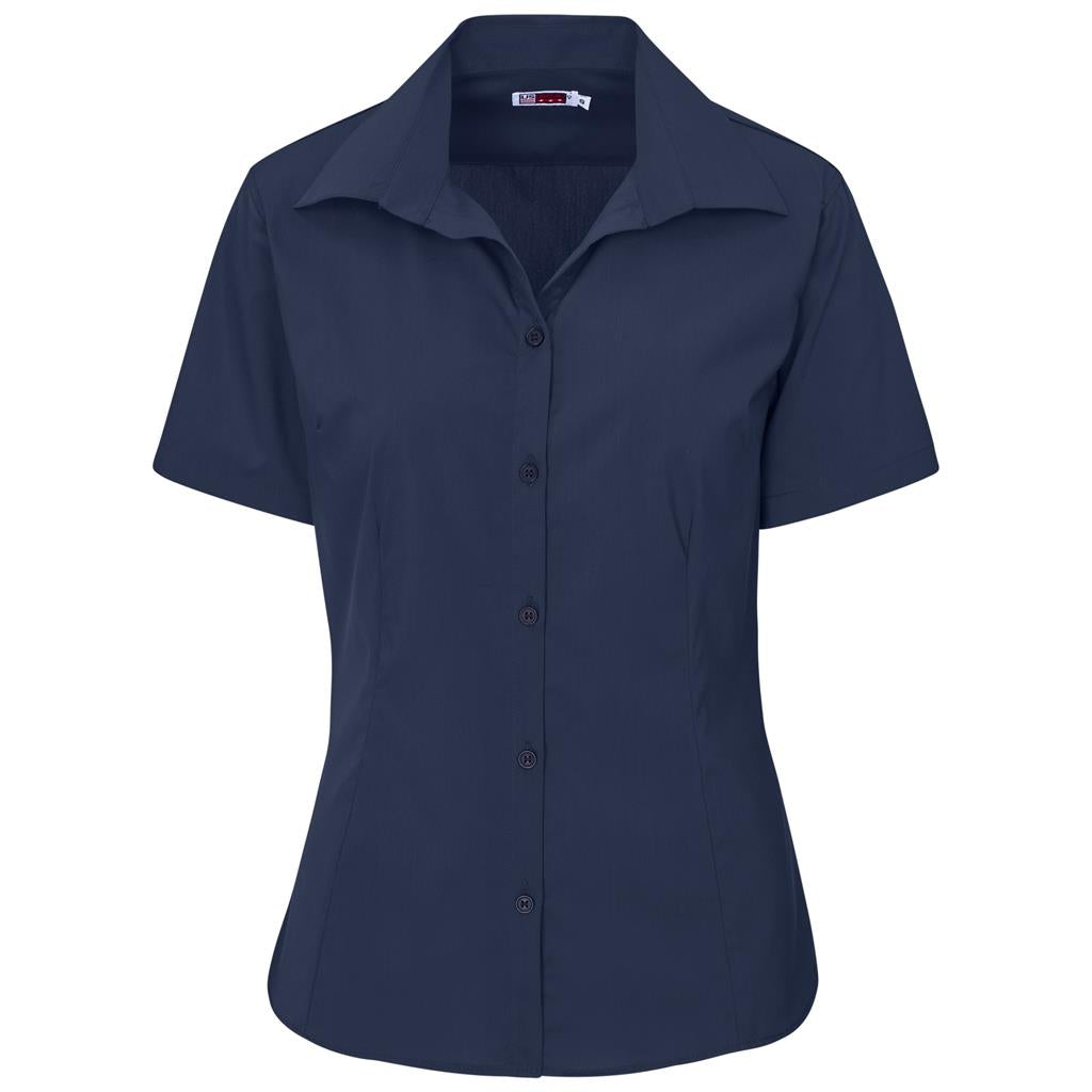 Ladies Short Sleeve Sheffield Stretch Shirt - Navy