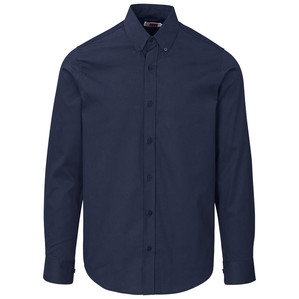 Mens Long Sleeve Cotton Twill Moderna  Shirt - Navy