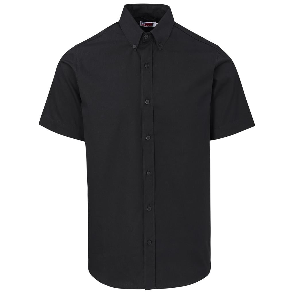 Mens Short Sleeve Cotton Twill Moderna Shirt - Black