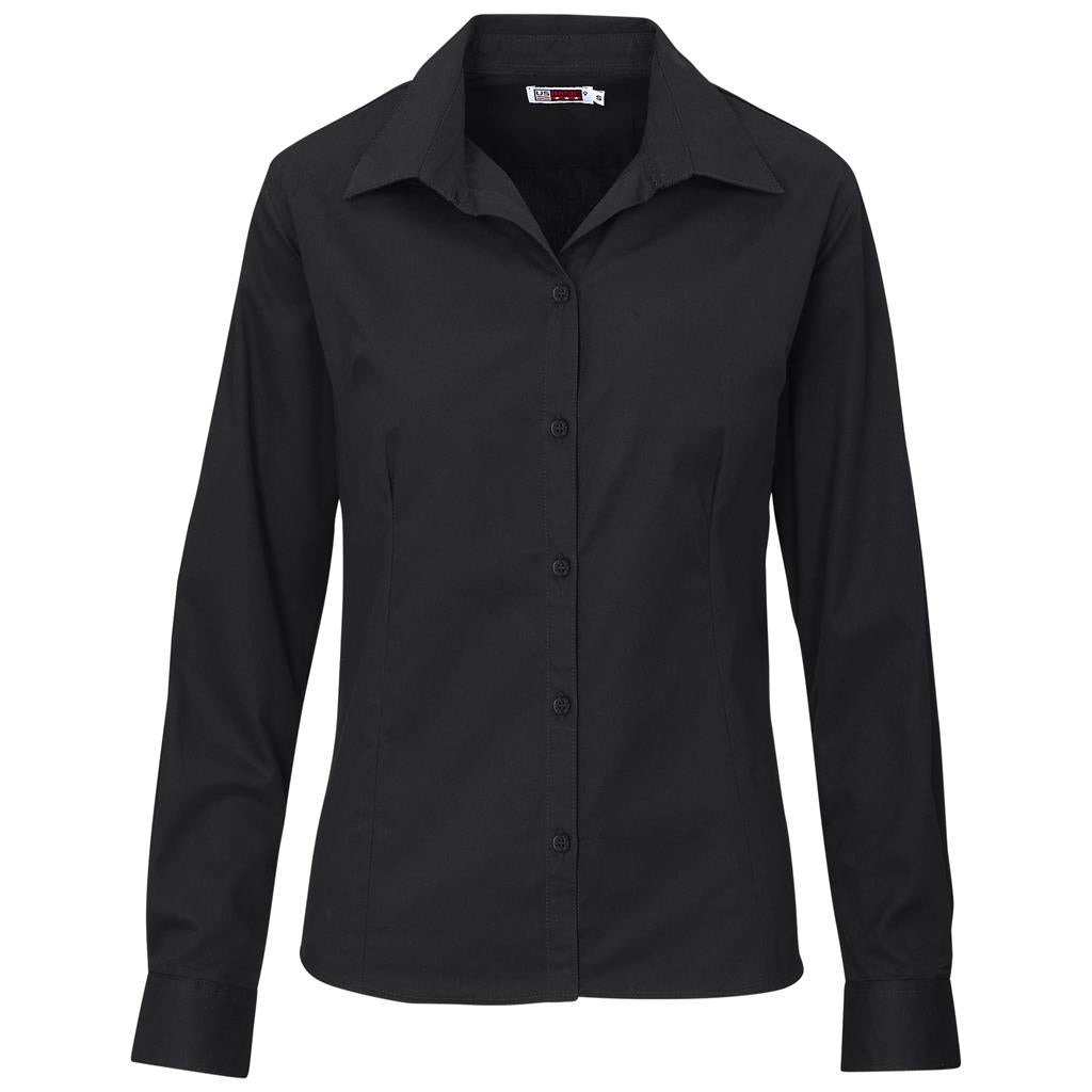 Ladies Long Sleeve Cotton Twill Moderna Shirt - Black