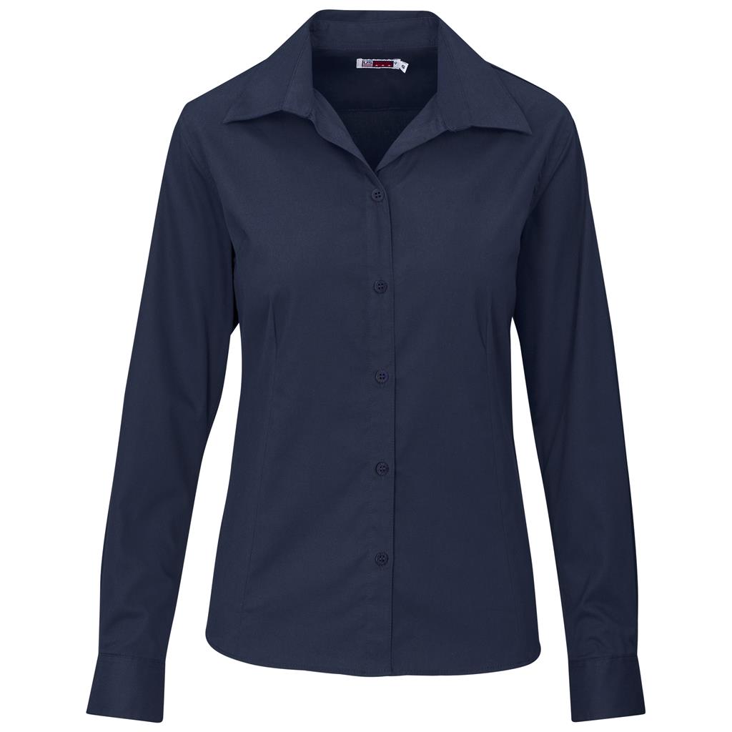 Ladies Long Sleeve Cotton Twill Moderna Shirt - Navy