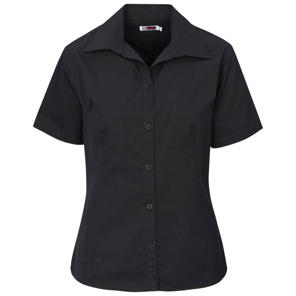 Ladies Short Sleeve Cotton Twill Moderna Shirt - Black