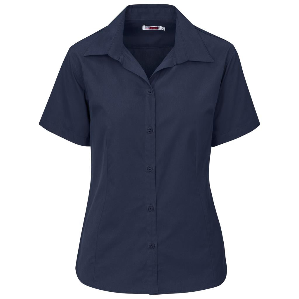 Ladies Short Sleeve Cotton Twill Moderna Shirt - Navy