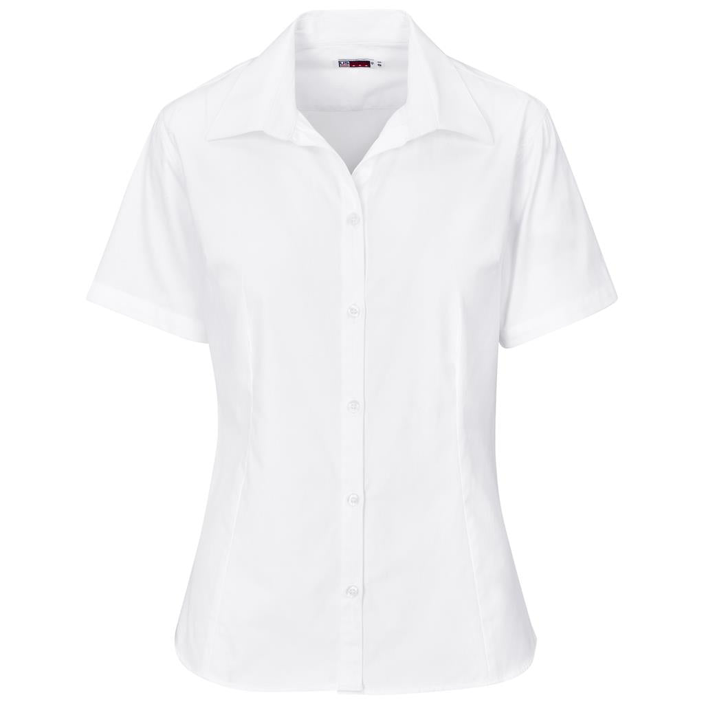 Ladies Short Sleeve Cotton Twill Moderna Shirt - White