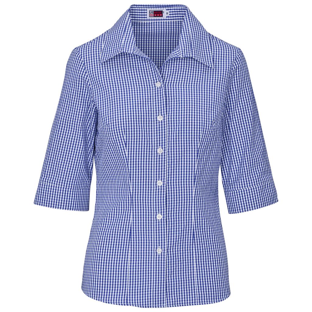 Ladies 3/4 Sleeve Ashford Shirt - Blue