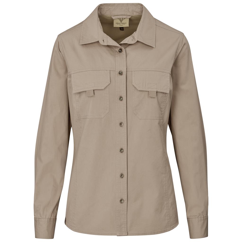 Ladies Long Sleeve Mawenzi Twill Shirt - Khaki