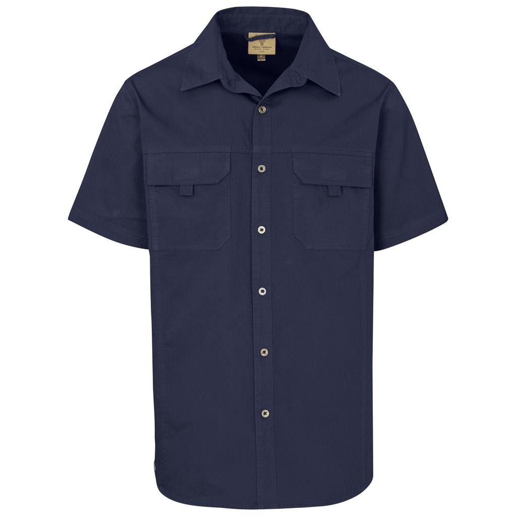 Mens Short Sleeve Mawenzi Twill Shirt - Navy