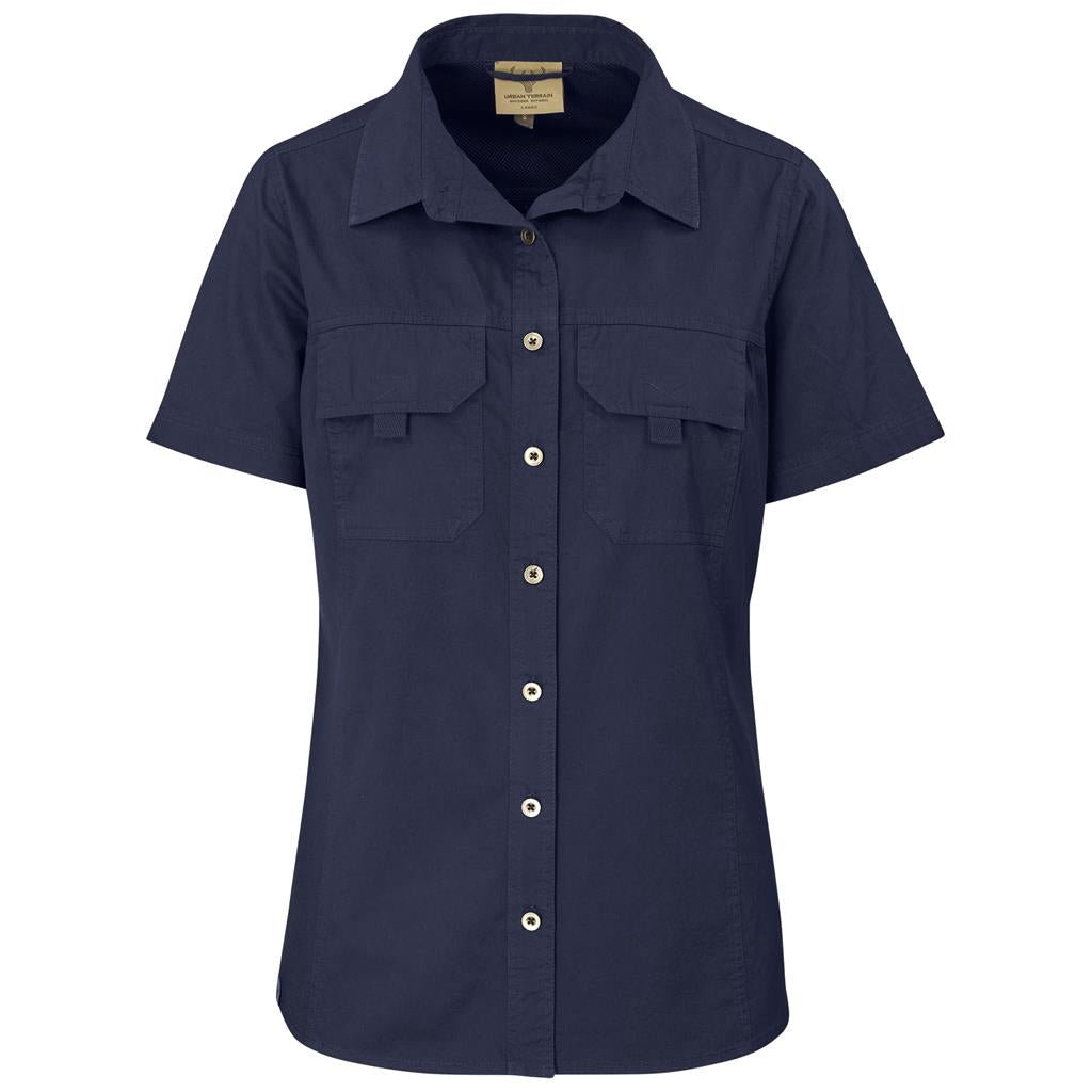 Ladies Short Sleeve Mawenzi Twill Shirt - Navy