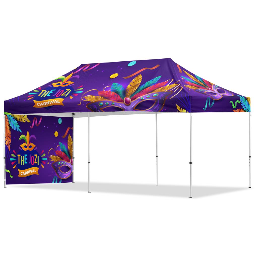 Coated Steel Sublimated Gazebo 6m x 3m -  1 Short Full-Wall Skin