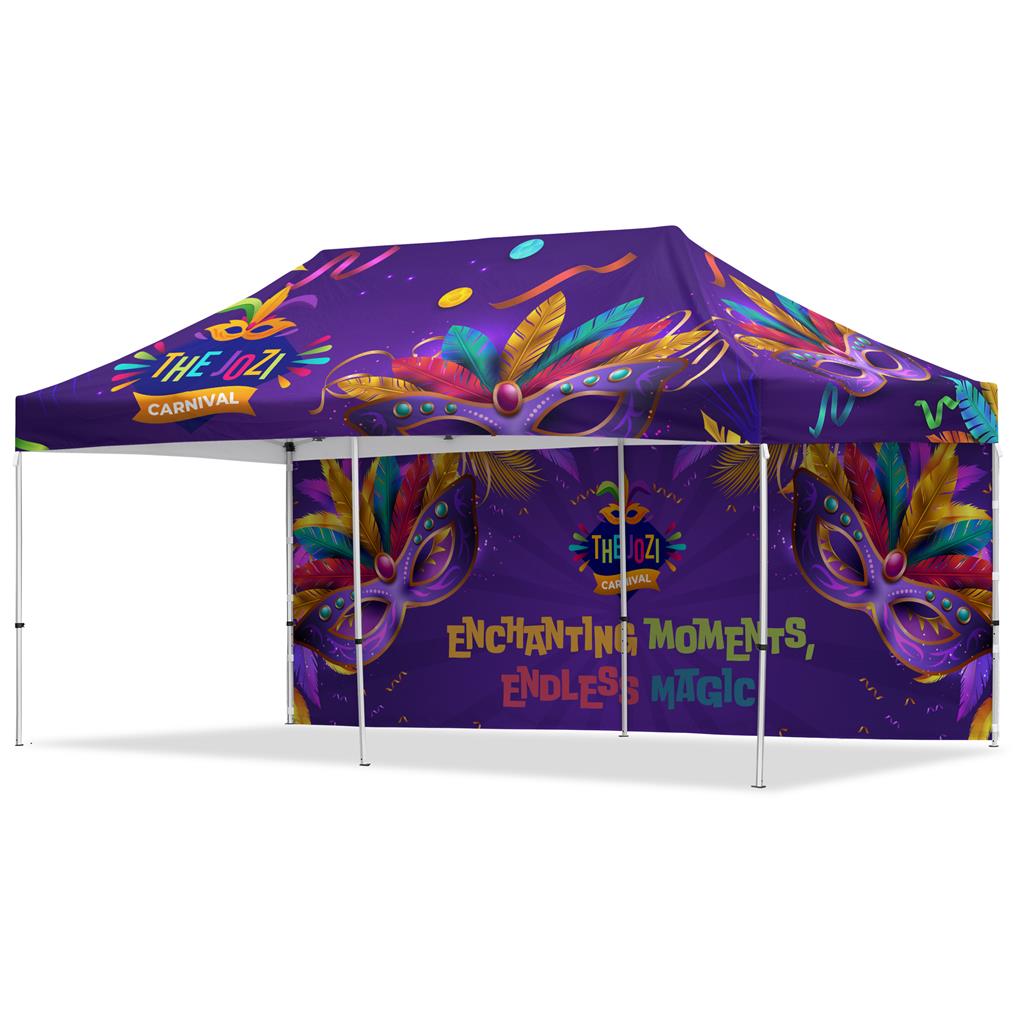 Coated Steel Sublimated Gazebo 6m x 3m - 1 Long Full-Wall Skin
