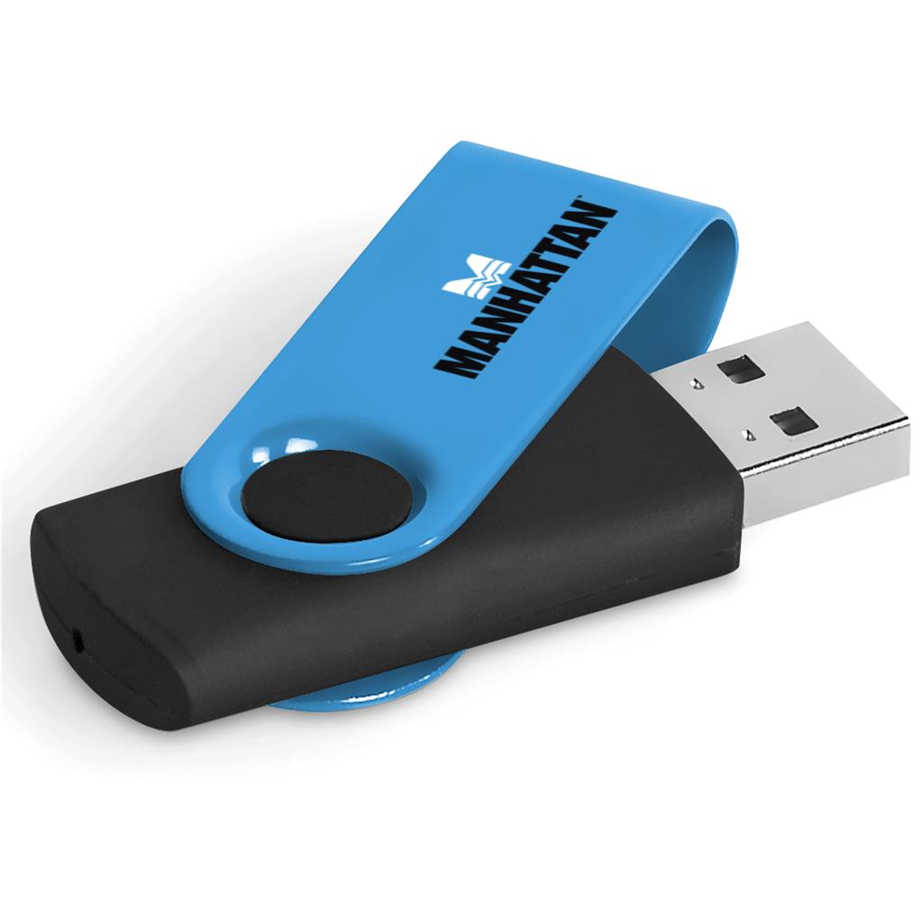 Axis Gyro Black Flash Drive - 32GB - Cyan