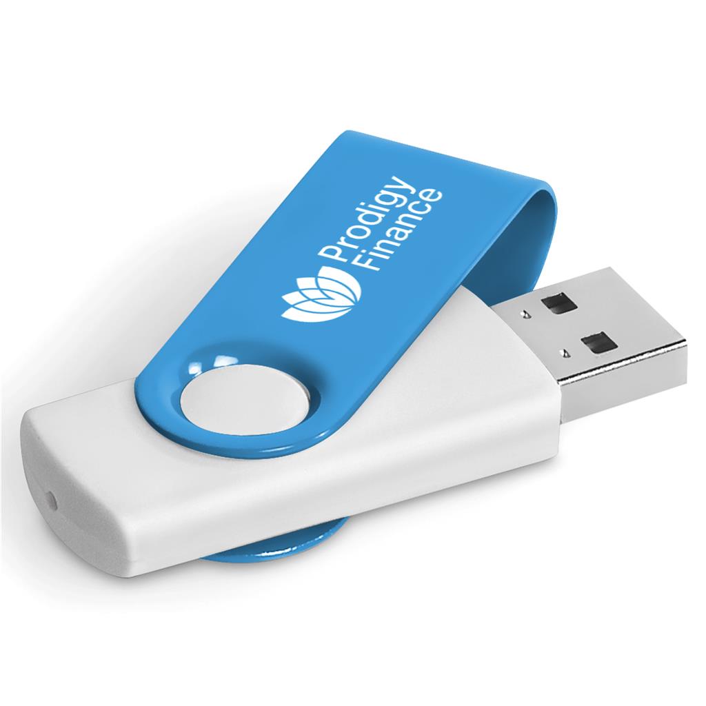 Axis Gyro White Flash Drive - 32GB - Cyan
