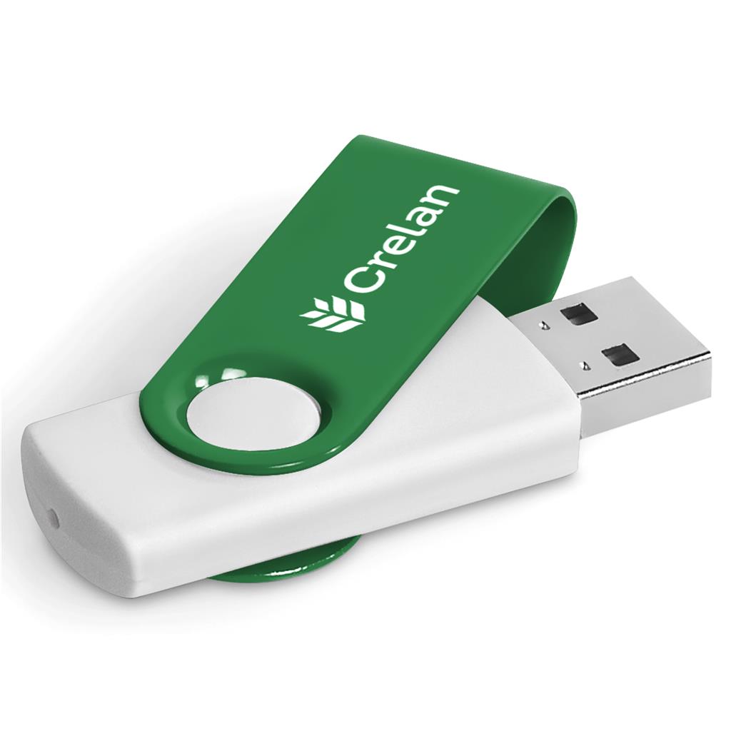 Axis Gyro White Flash Drive - 32GB - Green