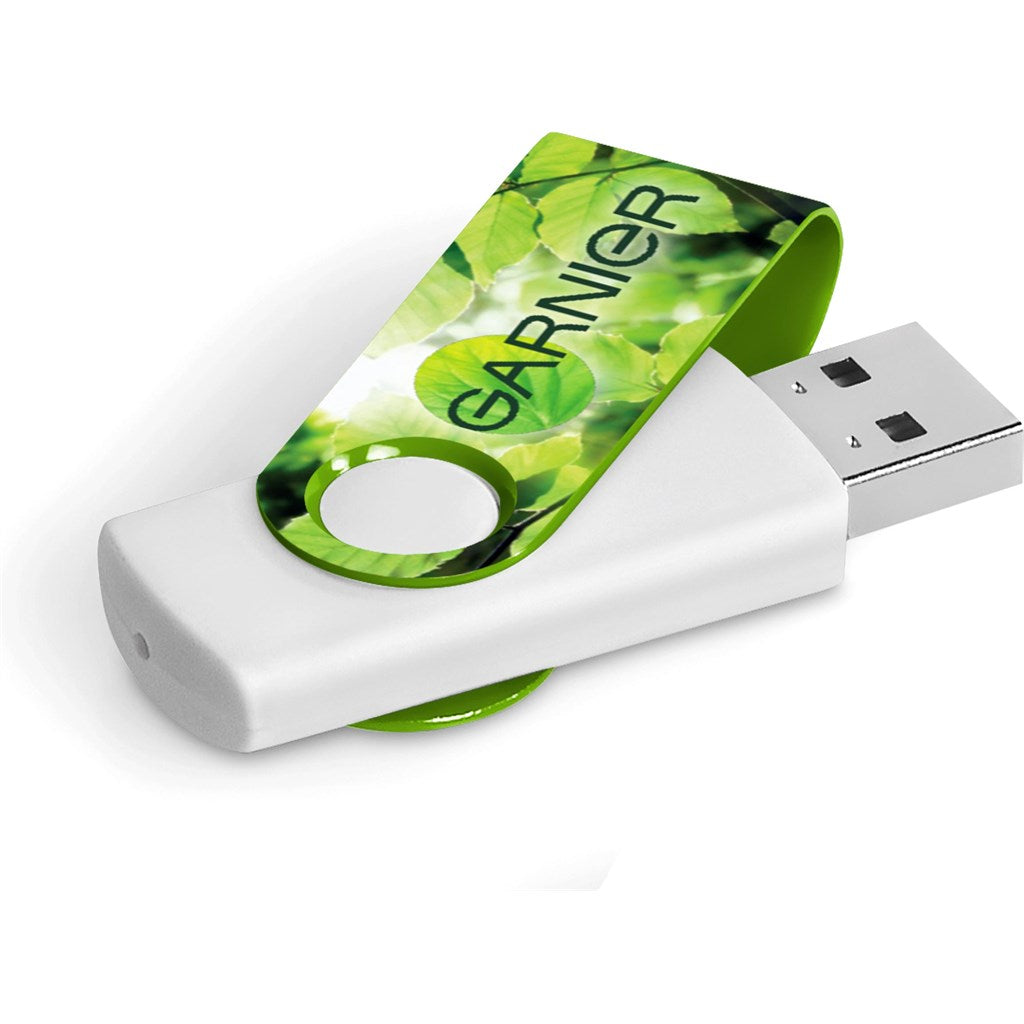 Axis Gyro White Flash Drive - 32GB - Lime