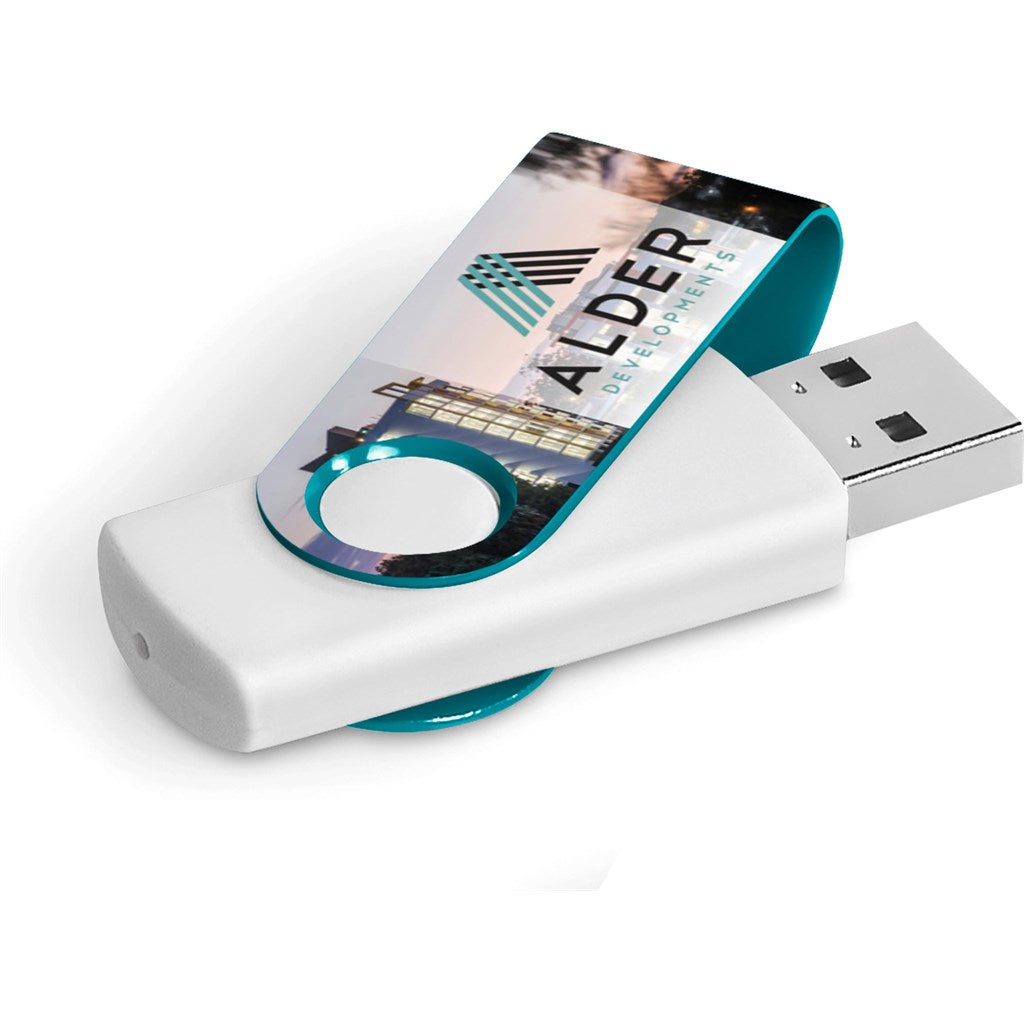 Axis Gyro White Flash Drive - 32GB - Turquoise
