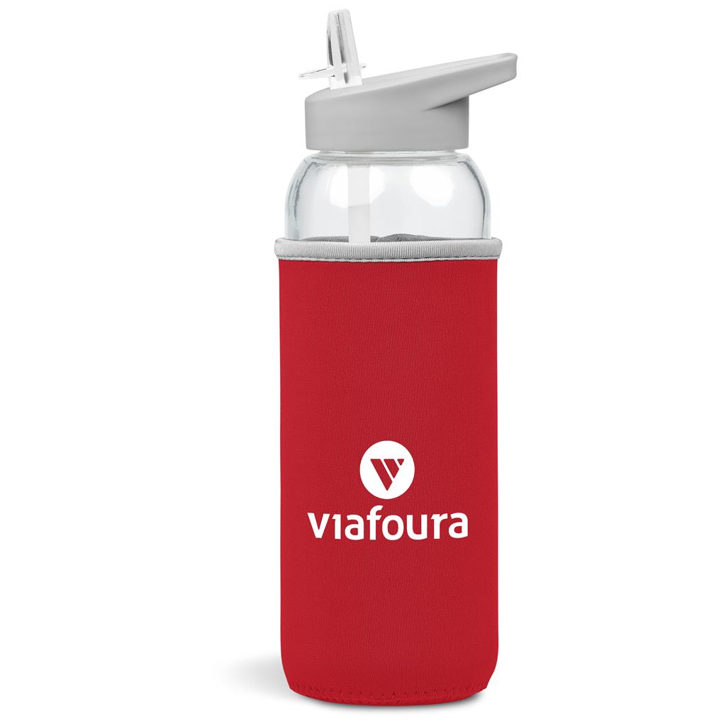 Kooshty Sipper Neo Glass Water Bottle – 850ml - Red