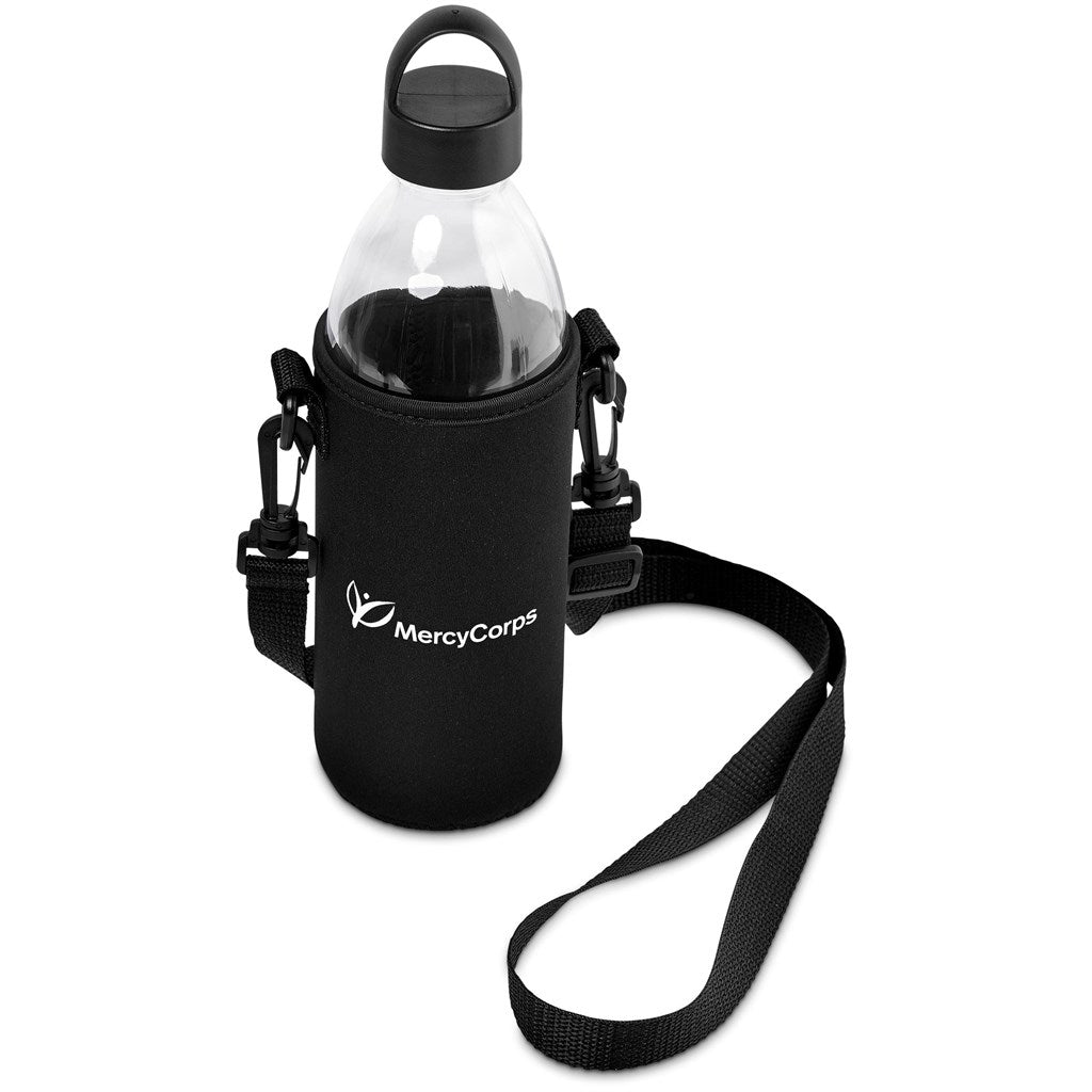 Kooshty Hands-Free Glass Water Bottle – 850ml - Black