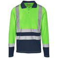 Long Sleeve Surveyor Two-Tone Hi-Viz Golf Shirt - Lime