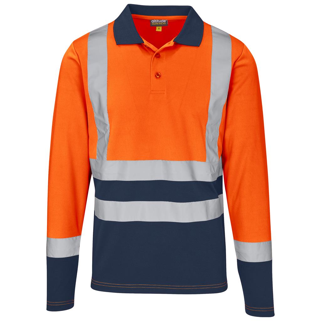 Long Sleeve Surveyor Two-Tone Hi-Viz Golf Shirt - Orange